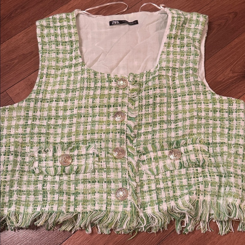 ZARA Tweed vest Top. Large - Picture 4 of 10